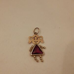 14k gold birthstone girl charm or pendant
